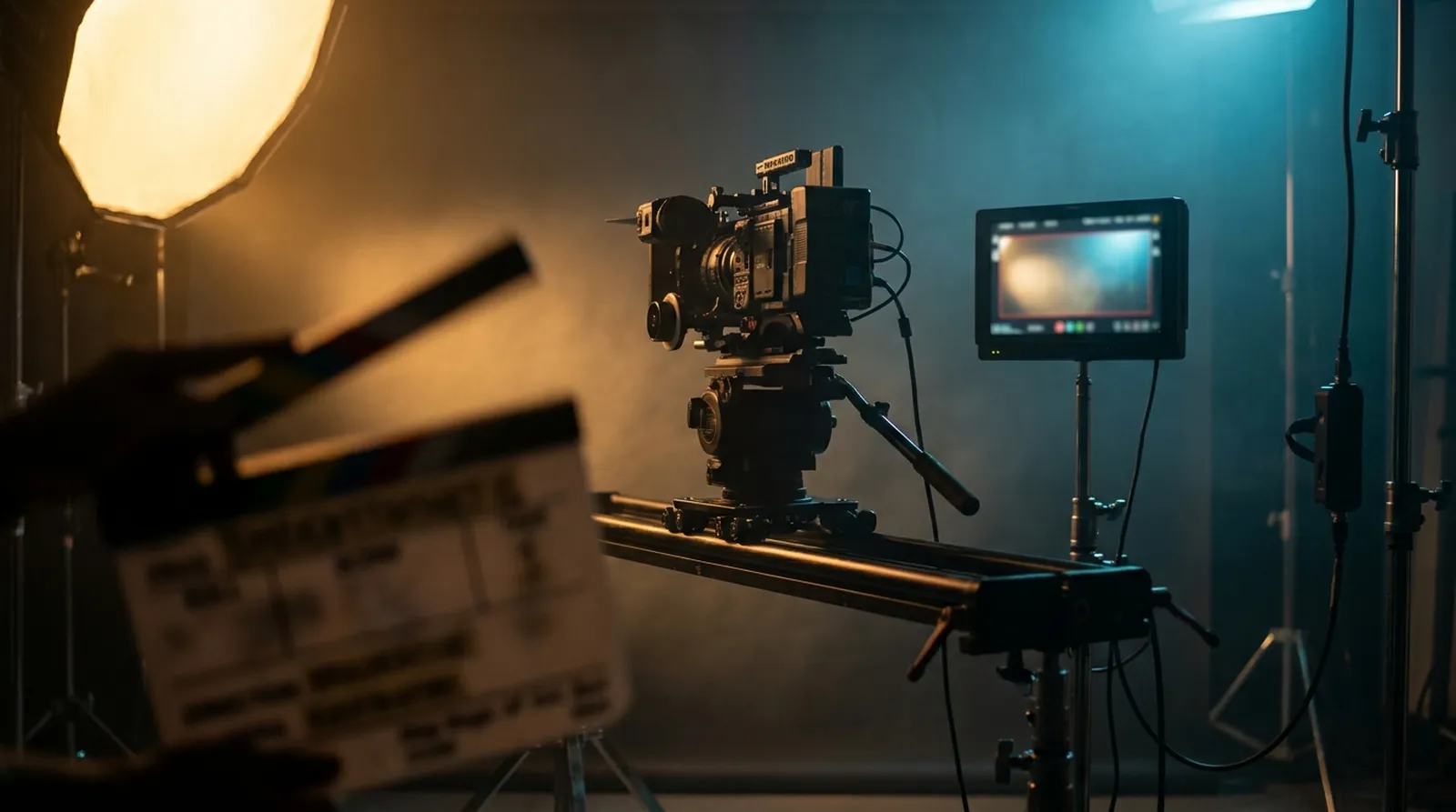 OMS showreel poster: a video shoot on the studio floor